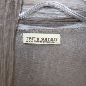 Terra Nomad Sweaters - Terra Nomad Sheer Open Front Cardigan Brown Terra Nomad Sweaters - Terra Nomad Sheer Open Front Cardigan Brown